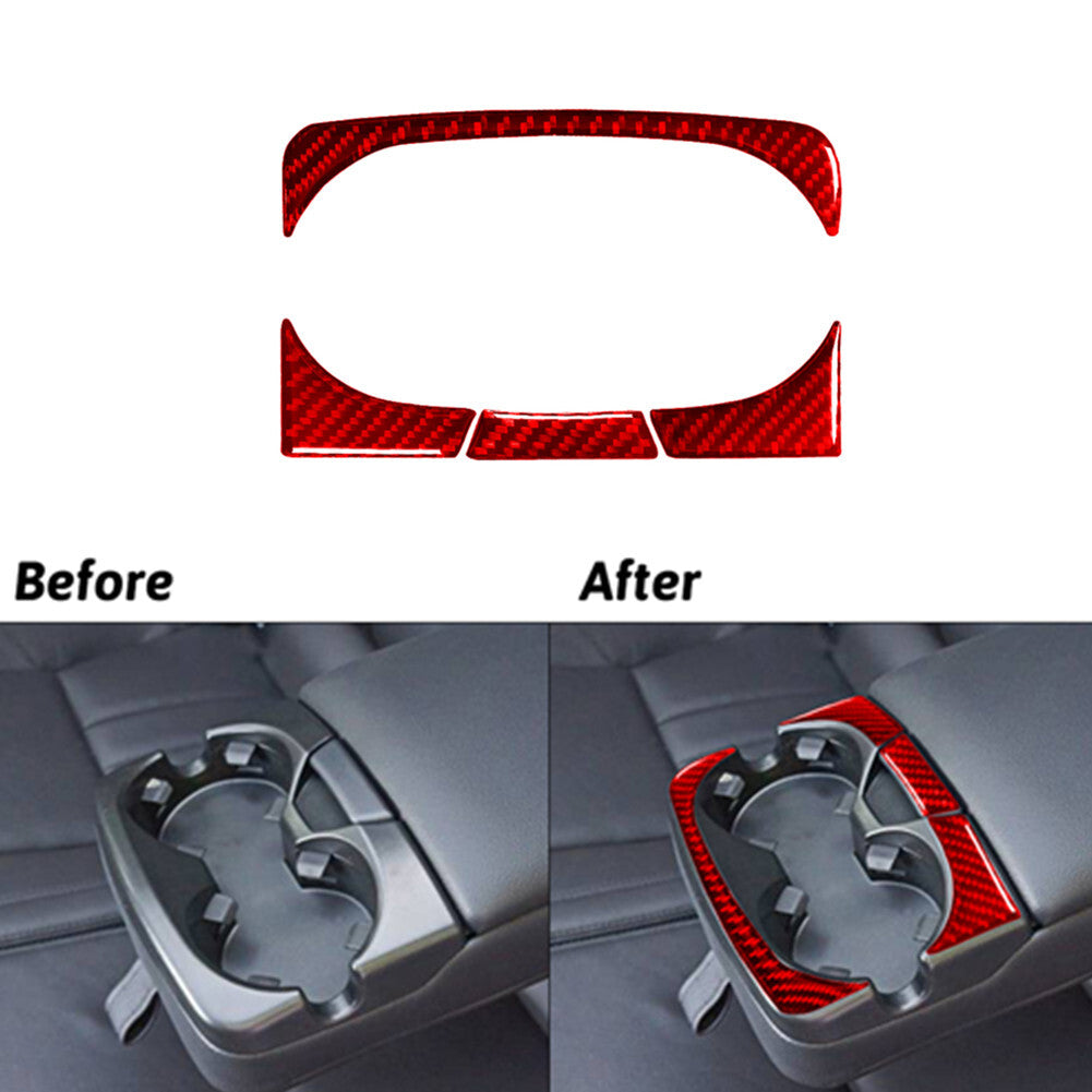 Red Carbon Fiber Rear Armrest Cup Holder for Land Rover Discovery Sport 2015-19