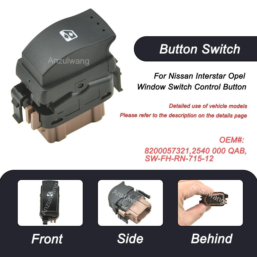 8200057321 Passenger side Window Switch Control Button for Nissan Interstar for Opel