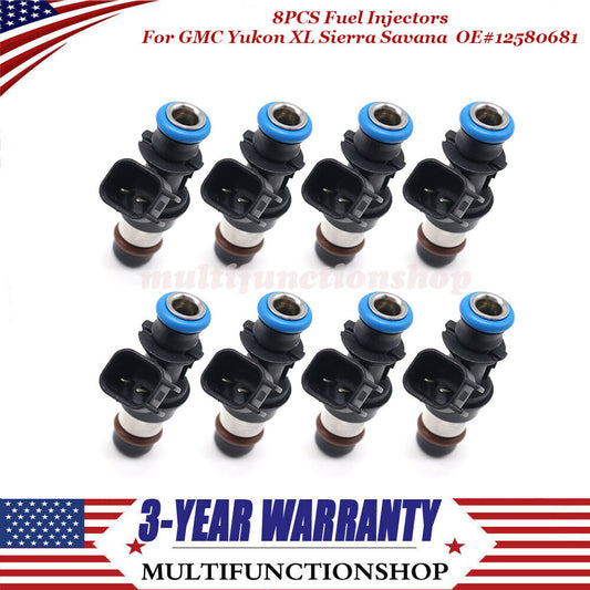 8PCS Fuel Injectors 12580681 for GMC for Yukon XL for Sierra Savana 1500 5.3L 6.0L 6.2L