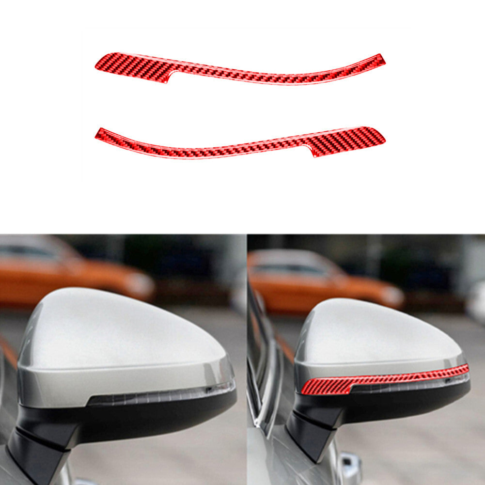 for Audi for A4 2017-2019 Red Carbon Fiber Rearview Mirror Anticollision Cover Trim