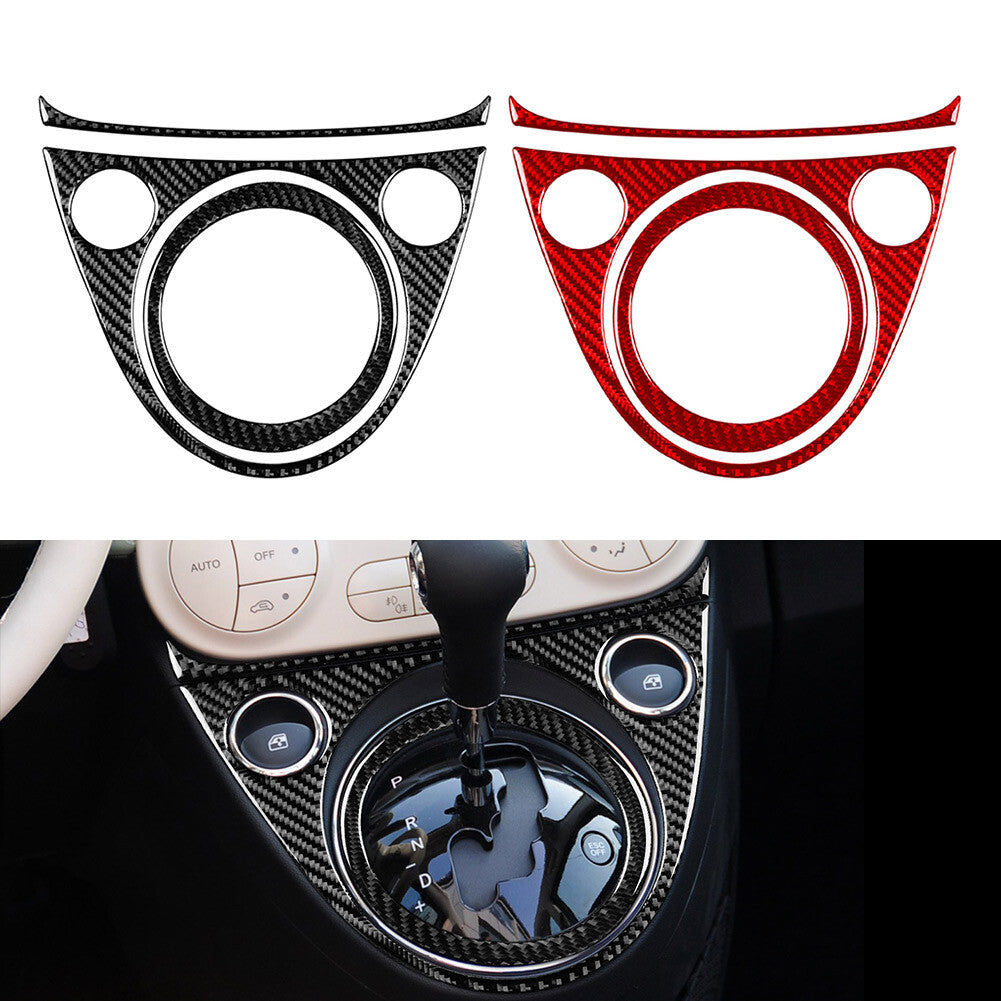 Carbon Fiber Central Console Gear Shift Panel Cover Trim for Fiat 500 2012-2015