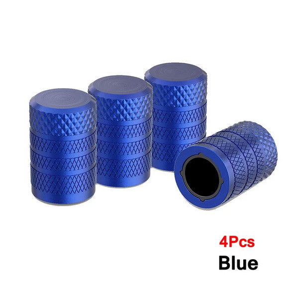 4-piece car tire valve cover rod air dust cover, blue, universal for Toyota