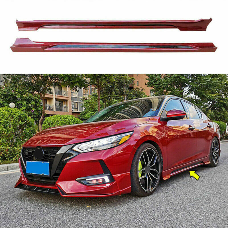 for Nissan Sentra Sylphy 2020-23 BlackRed Side Skirt Extension Spoiler Lip 2Pcs