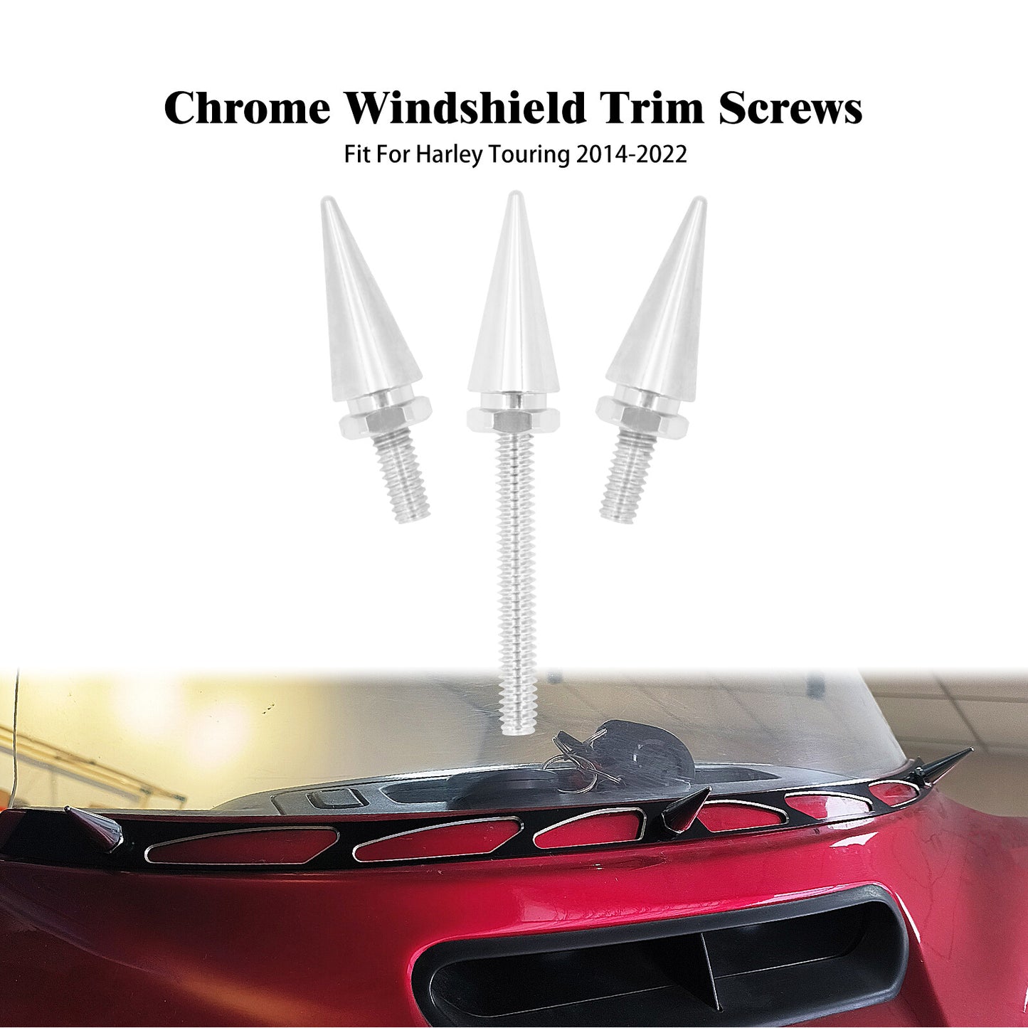 Chrome Windscreen Windshield Spike Bolt Screw for Harley Tri Electra Glide 14-23