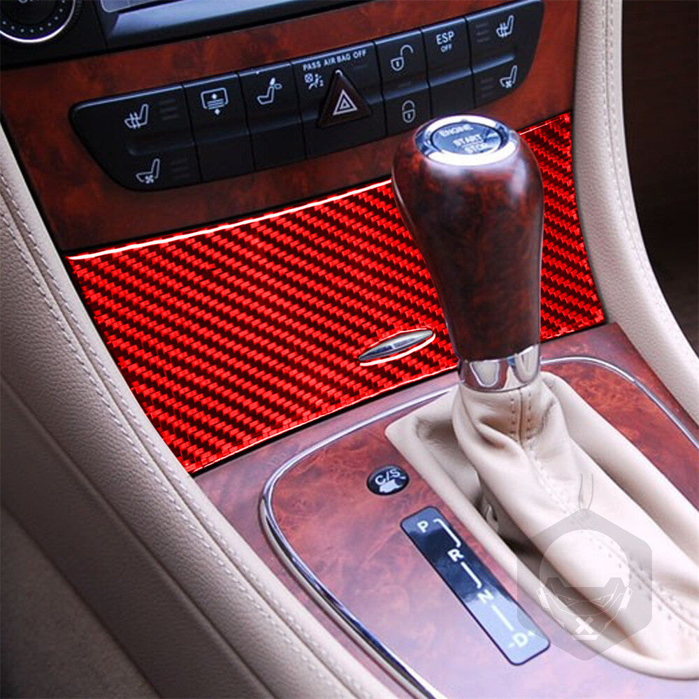 Red Carbon Fiber Center Storage Box Panel Trim for Benz CLS Class C219 2004-2009