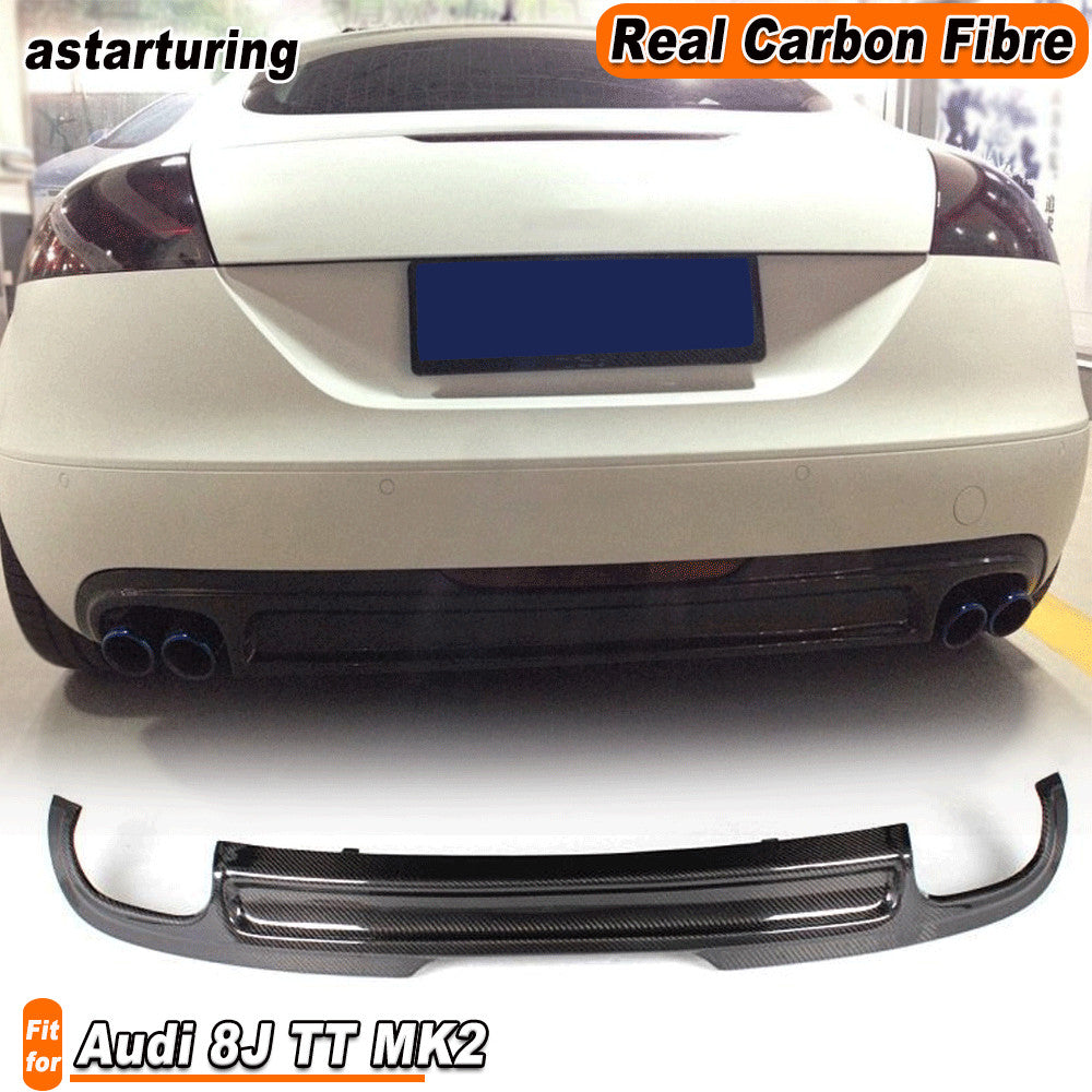 REAL Carbon Rear Diffuser Lip Quad Tips for Audi TT 8J MK2 Bumper Non-TTS Sline