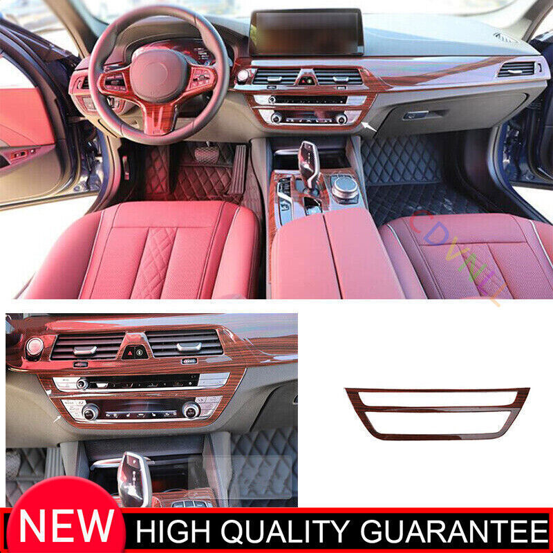for BMW 5 Series 2018-23 Red Wood Grain Console AC Switch Control Cover Trim 1P