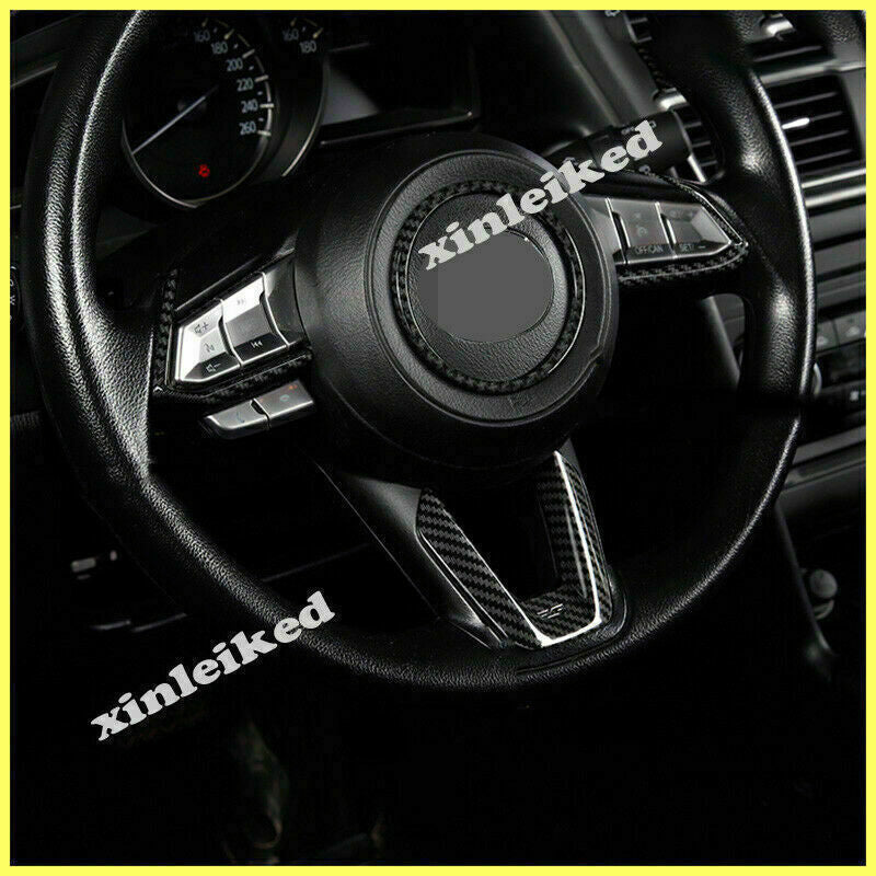 for Mazda CX-5 2017-21 Carbon Fiber Car Interior Steering Wheel Frame Cover Trim