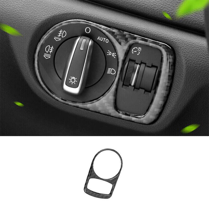 for Audi Q3 2015-2018 Carbon Fiber Vinyl Headlight Switch Control Frame Trim 1P