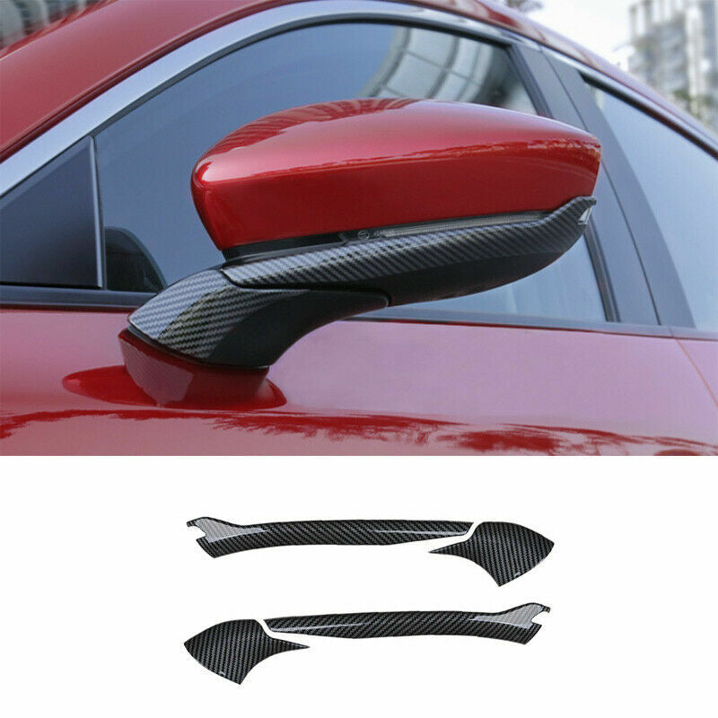 4P for Mazda 3 Axela 2019-2022 Carbon Fiber Outside Rear View Mirror Strip Trim