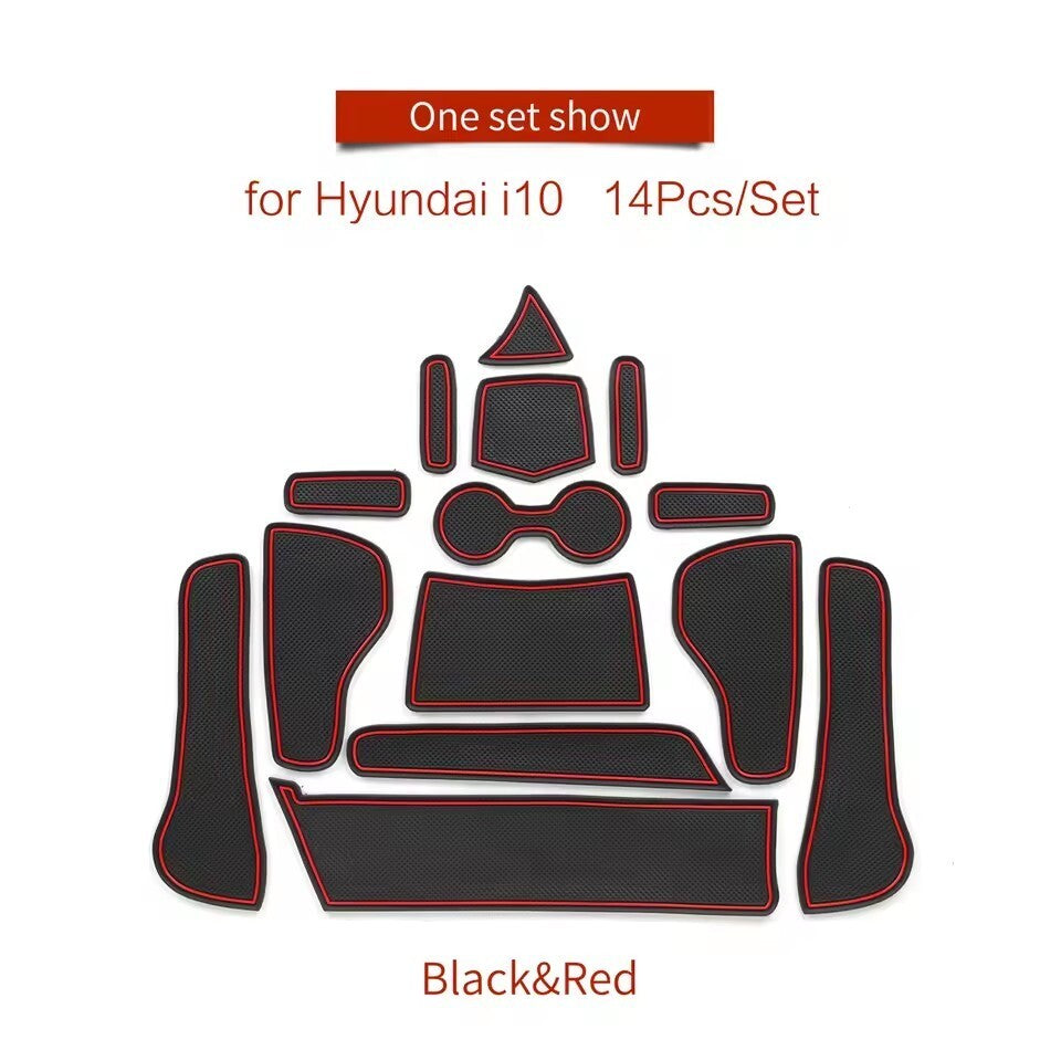 for Hyundai i10 2021 - 2023 Anti-Slip Gate Slot Cup Mat Door Mats Coasters Red