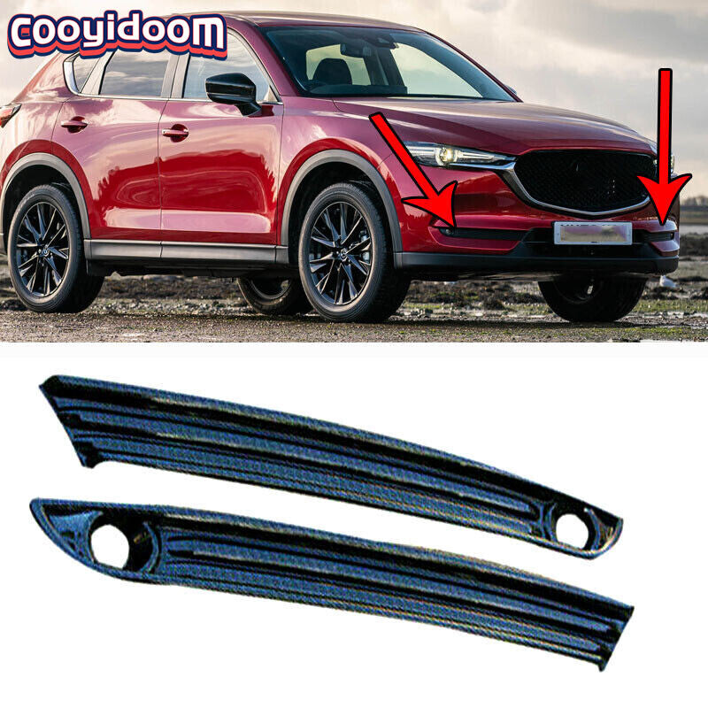 for Mazda CX5 CX-5 2017-2021 Carbon Fiber Look Front Fog Light Lamp Strip Trim