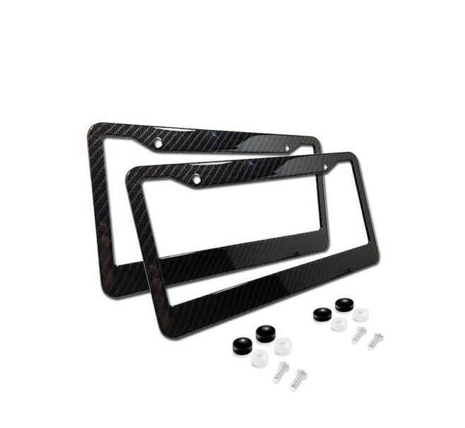 Suitable for Subaru license plate frame cover caps, trunk black carbon fiber