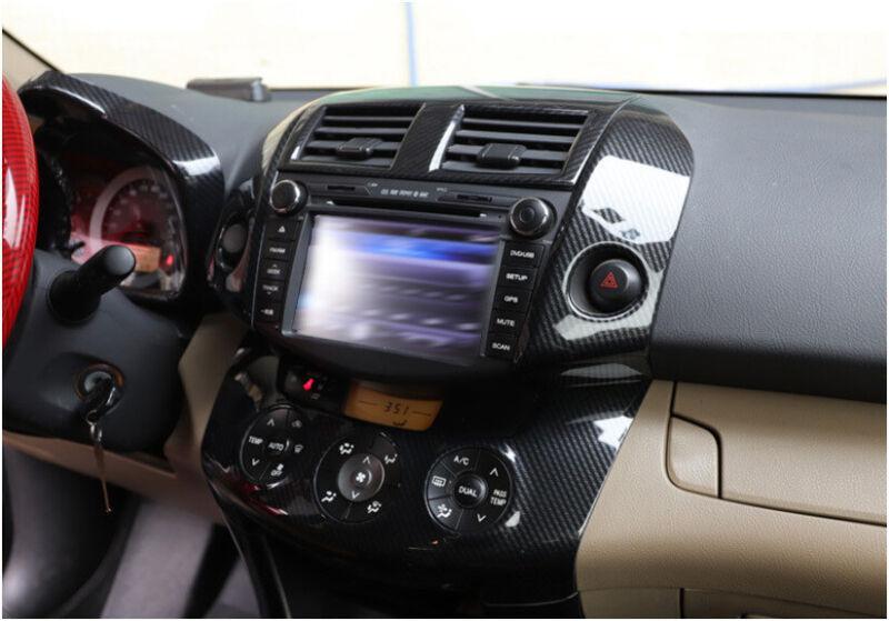 Fit for Toyota RAV4 06-2012 Carbon Fiber Console AC Button Control Frame Trim 1