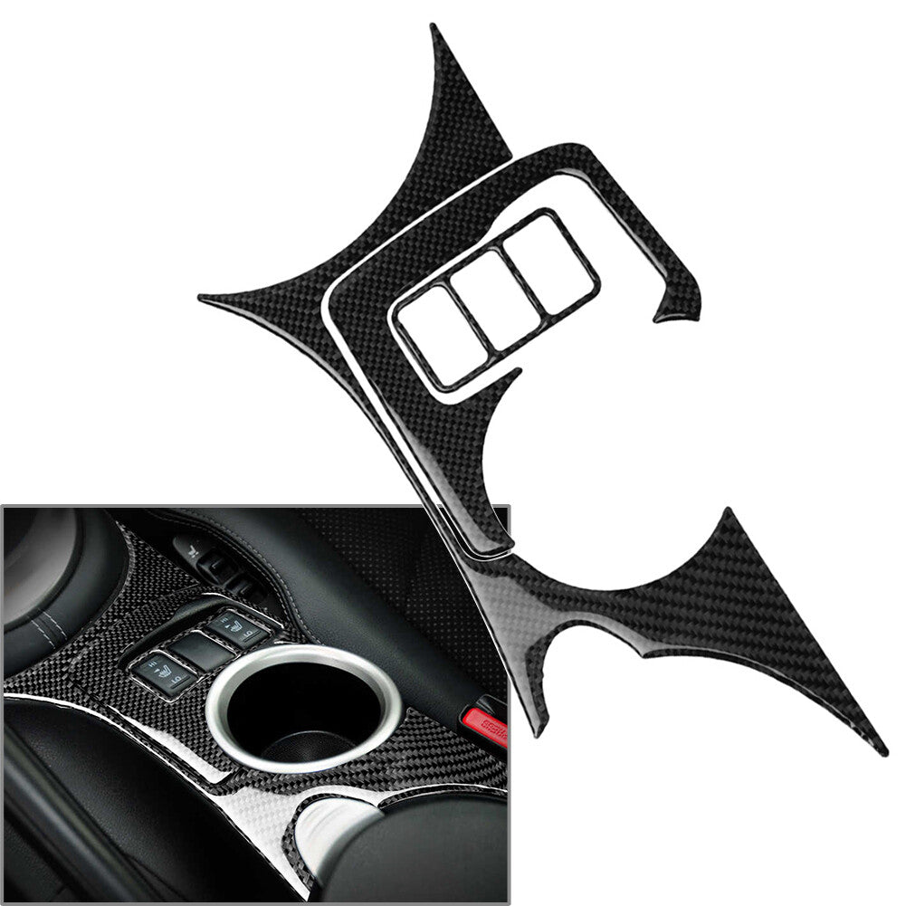 Carbon Fiber Console Cup Holder Panel Trim Cover for Nissan 370Z Z34 2009-2022