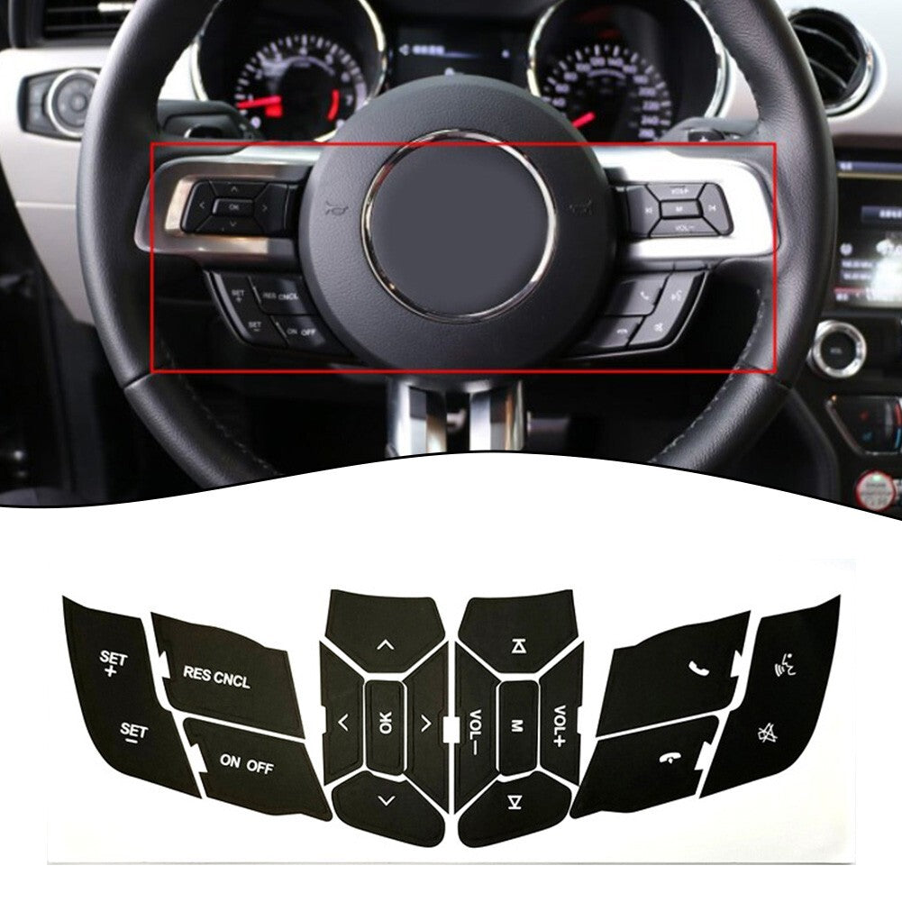 Black Button Repair Decals for FORD for MUSTANG Steering Wheel 2015 2018