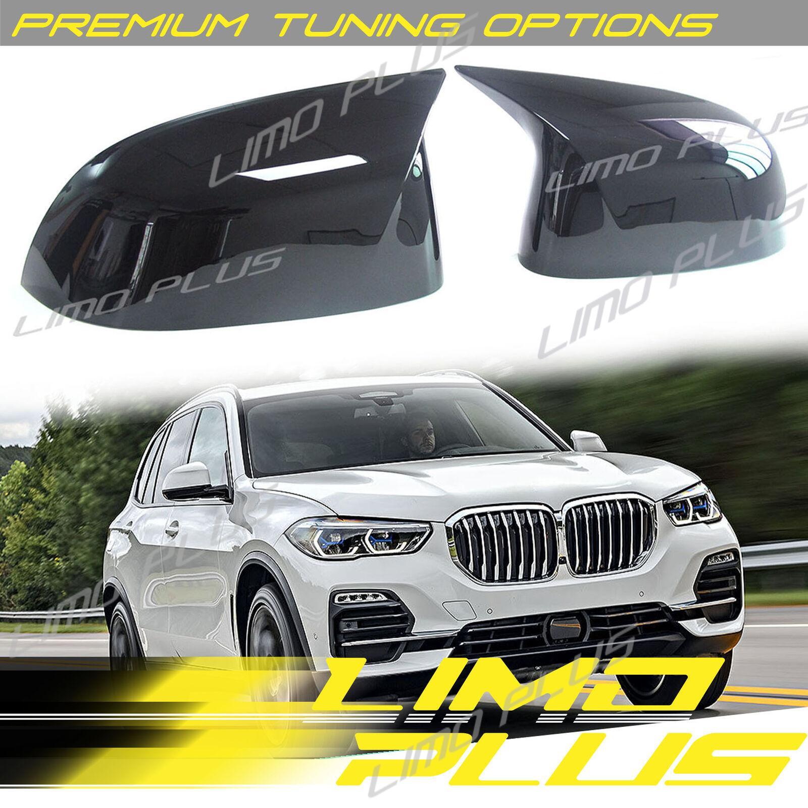 A pair of glossy black mirror-finish protective cases for BMW X3 G01 X4 G02 X5 G05 G06 X7 G07