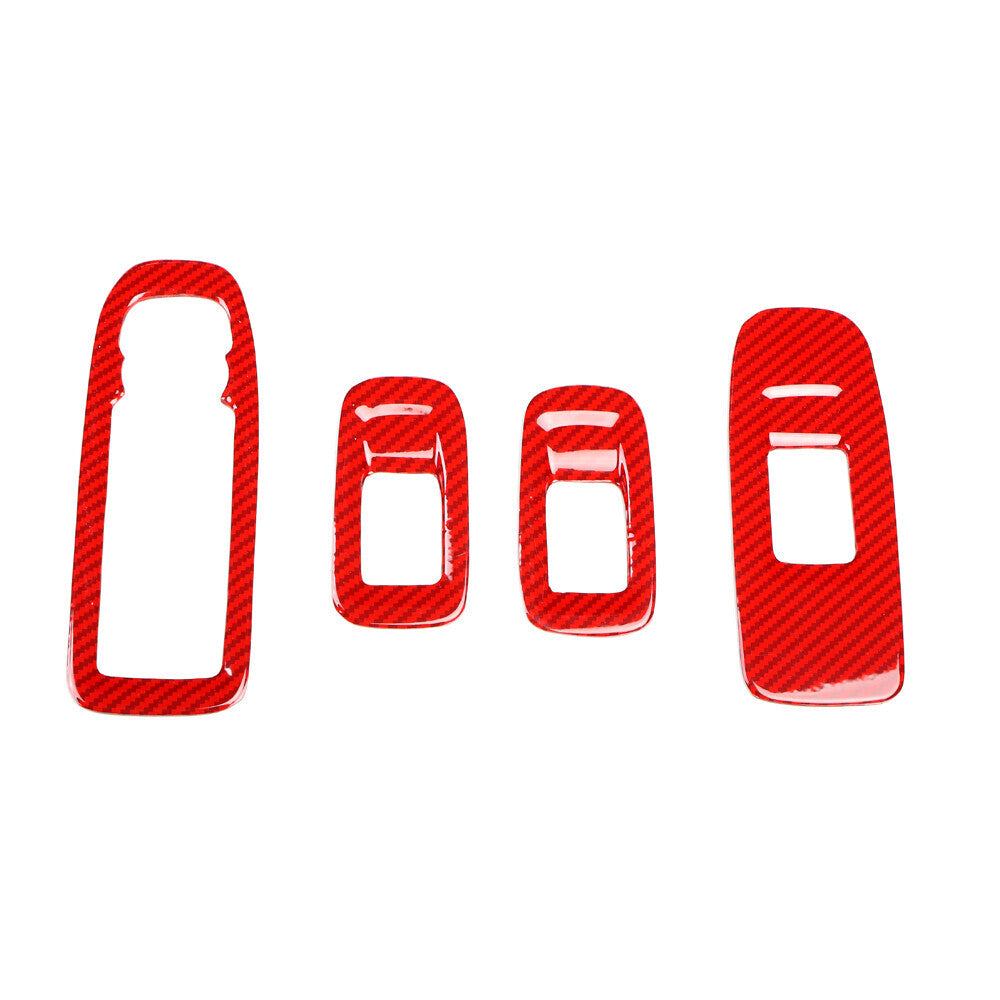 for Cadillac XT5 2017-24 Red Carbon Fiber Door Window Switch Lift Cover Trim 4P