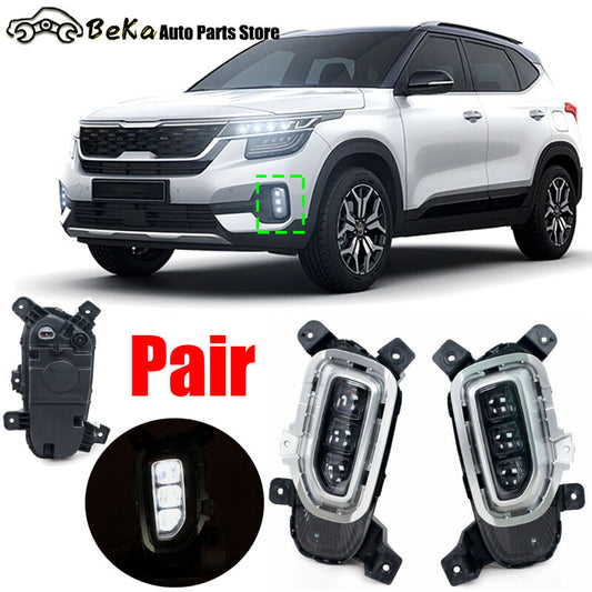 A pair of LED daytime running lights for the front bumper of the for Kia Seltos 2021 - 2022 LH RH.