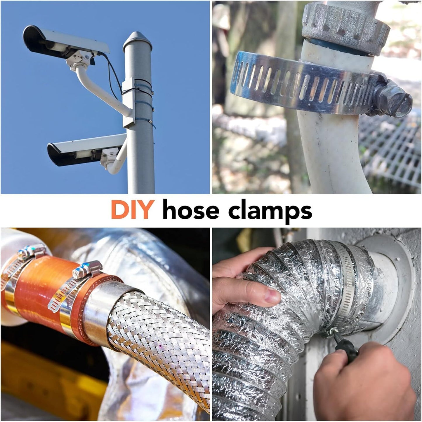 8-clamp 11.5-foot adjustable large hose clamp with worm gear stainless steel clamp