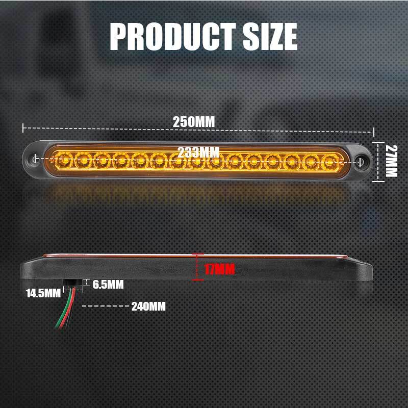 2x Sealed Amber 15-LED Turn Signal Light Bar Truck Trailer Marker Tail Light