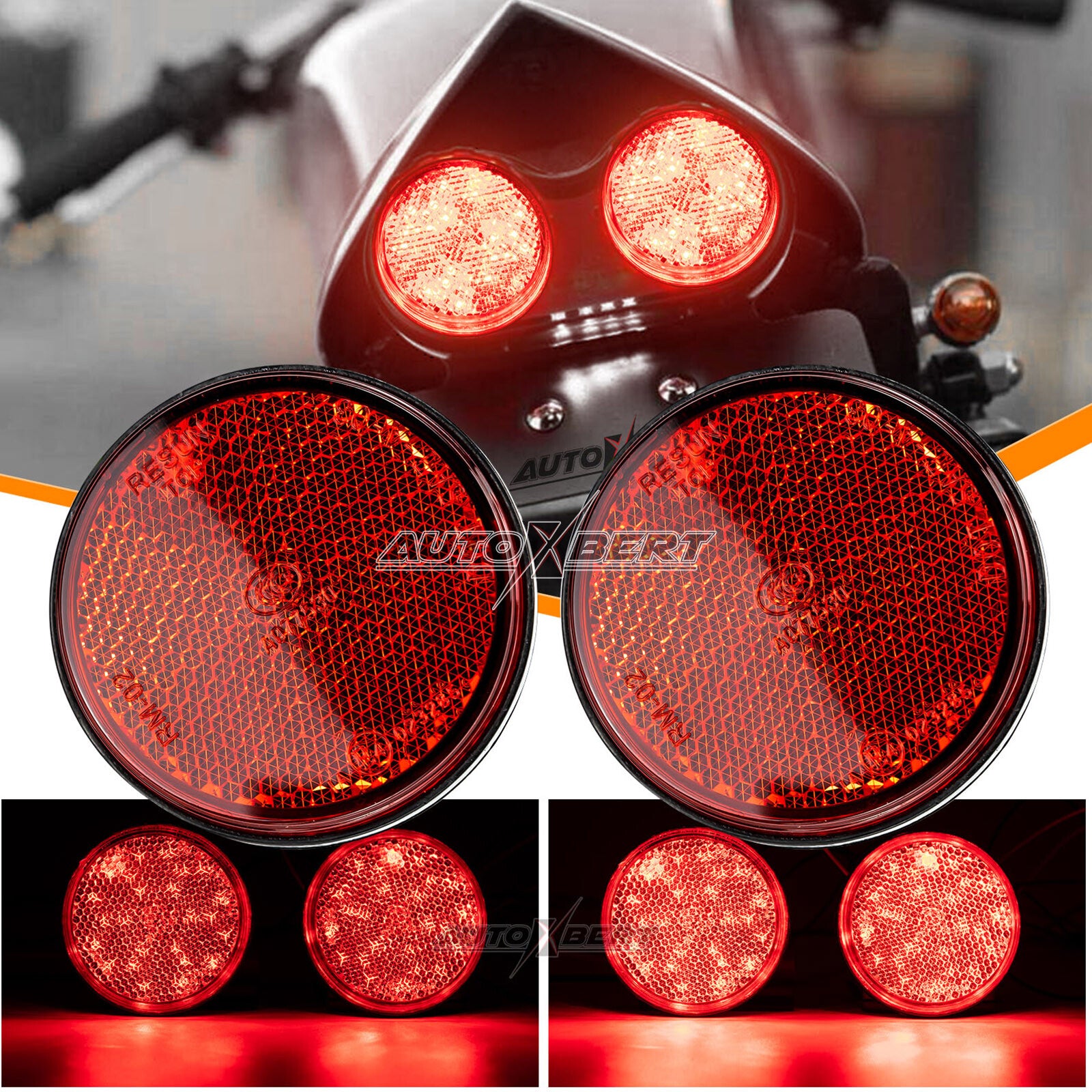 Motorcycle LED Brake Tail Light Red Rear Lamp ATV Car Truck Caravans Universal