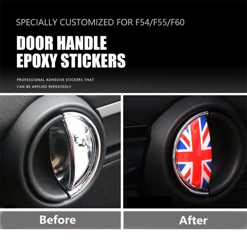 2PCS for MINI Cooper R55 R56 R57 3D Union Jack Front Rear Door Handle Sticker