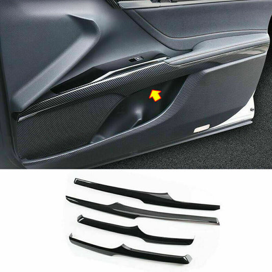 for Toyota for Camry 2018-2023 Carbon ABS Inner Door Armrest Molding Cover Trim 4Pcs