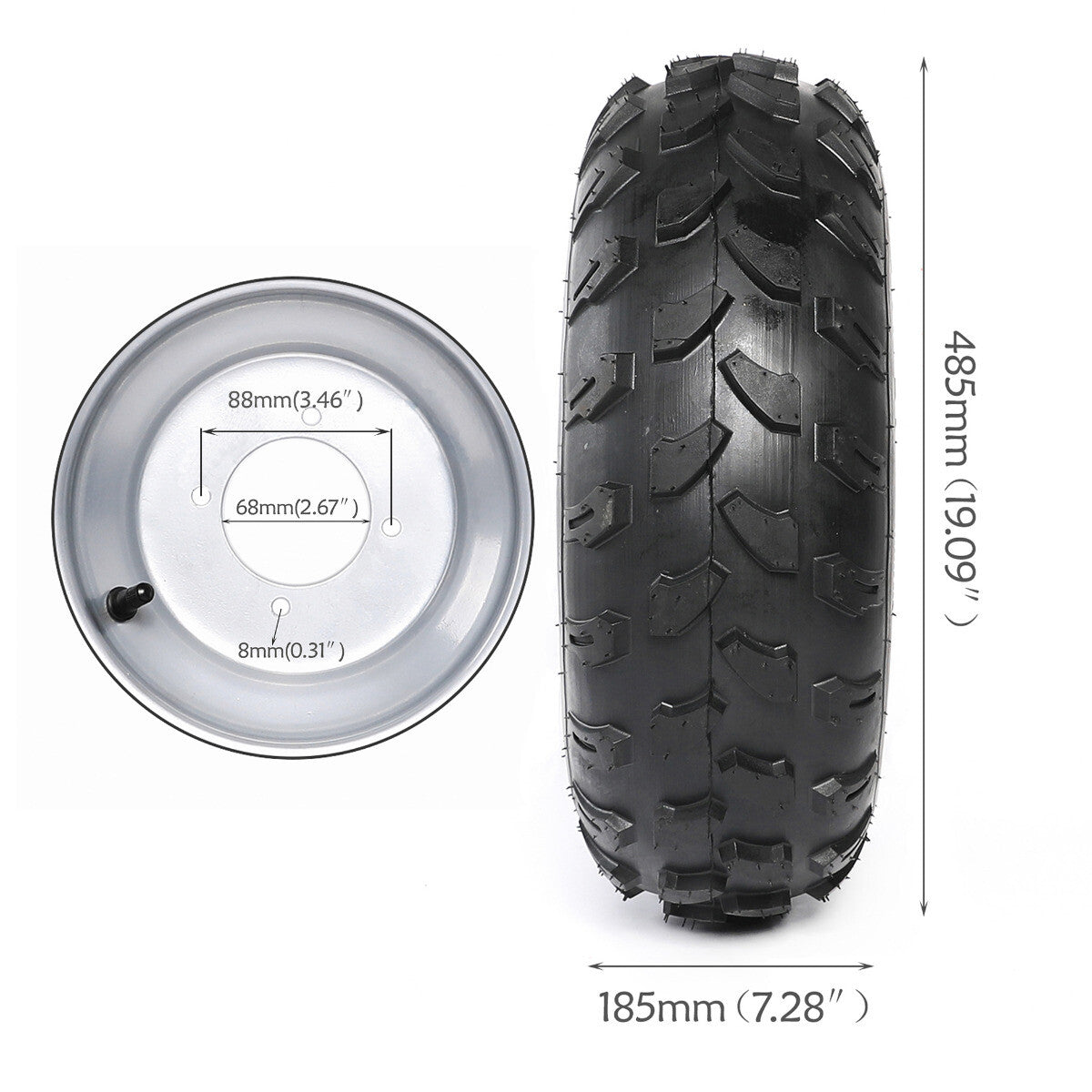 2-piece all-terrain vehicle tire and rim set, 19x7-8. Suitable for Suzuki LT80 Quad KFX80.