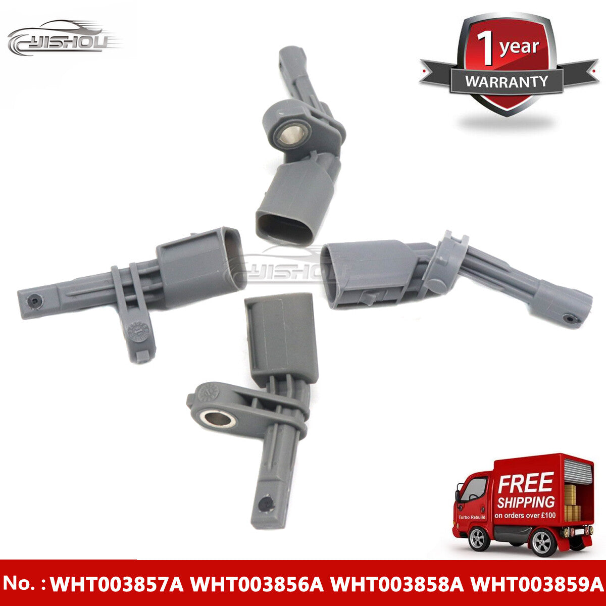 Four ABS wheel speed sensors suitable for Volkswagen , for Audi , for Porsche , and for Skoda models WHT003856A / 7A / 8A / 9A
