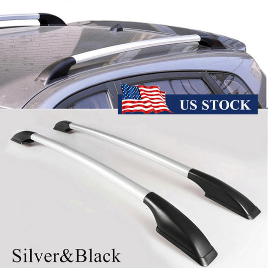 1.3M Car Top Roof Luggage Rack Side Bars Rails Frame Aluminum Black+Silver