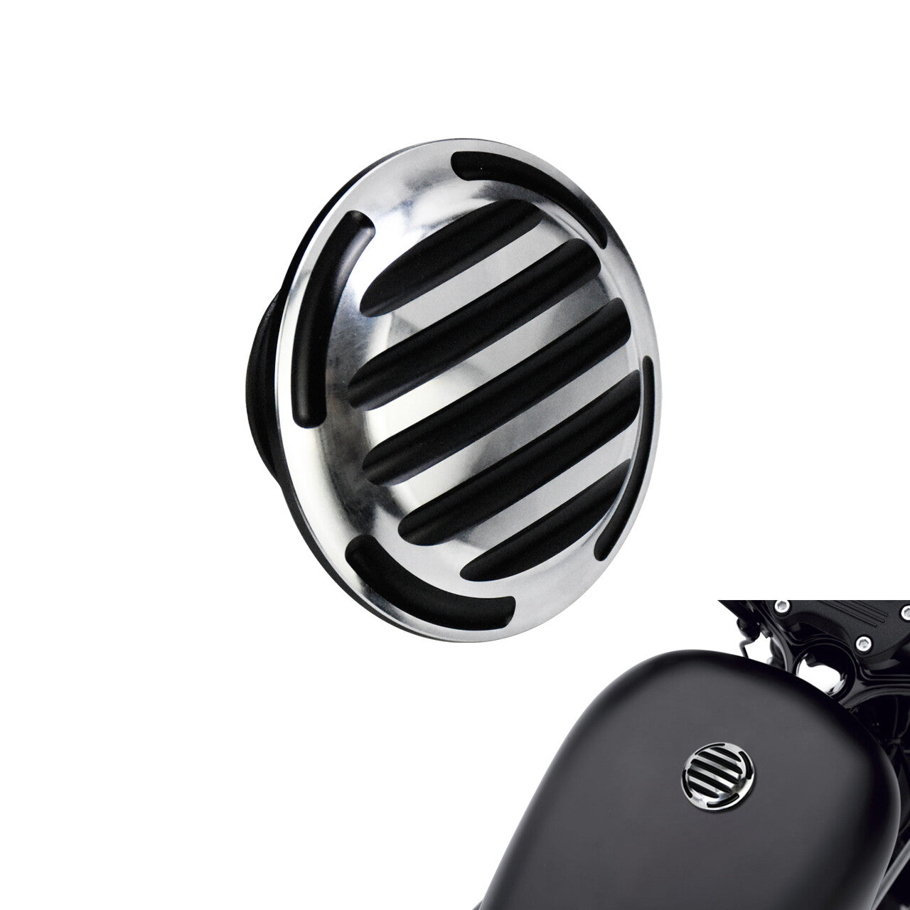 Chrome Stripe Vented Gas Cap Fuel Tank Right Thread for Harley Sportster Touring