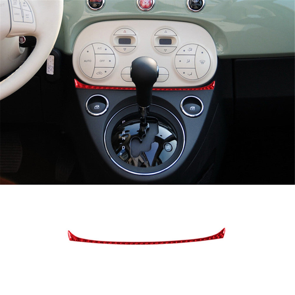 Red carbon fiber interior over transmission accent trim for 2012-2015 for Fiat 500
