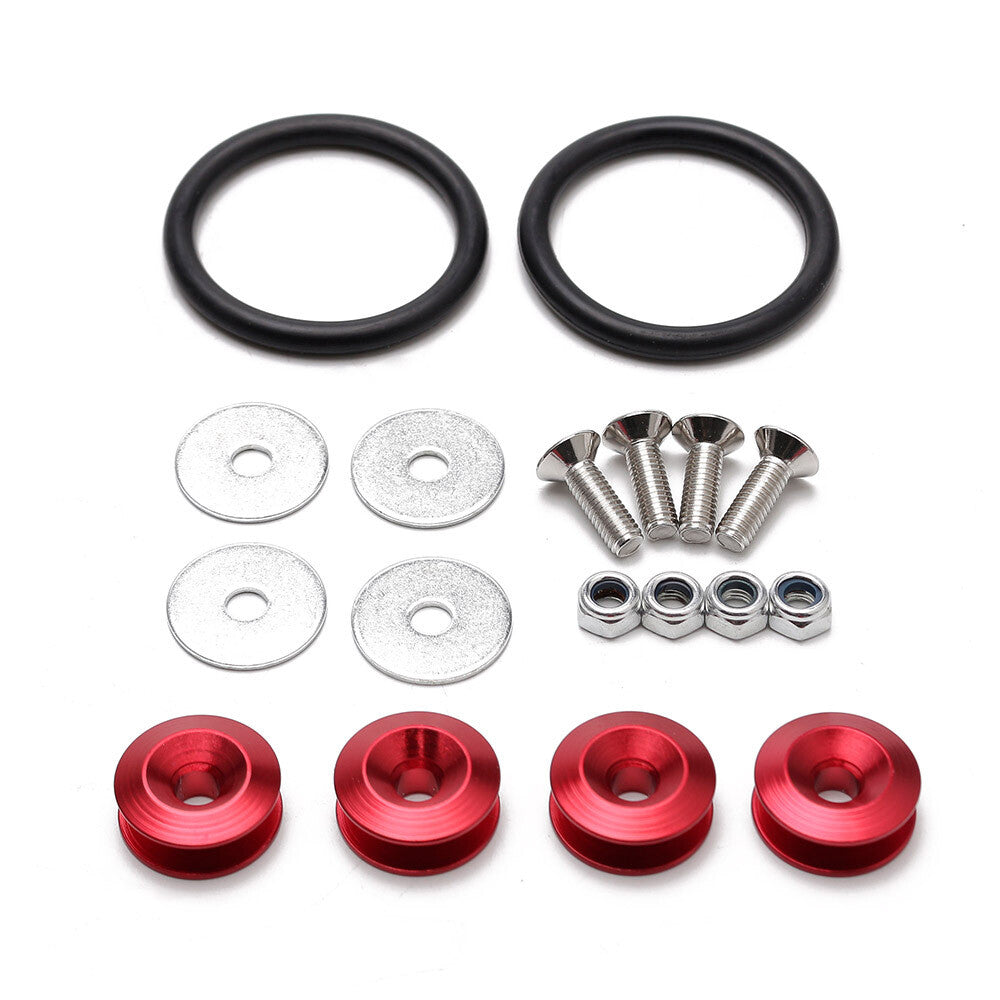 Red JDM Quick Release Fasteners Car Bumpers Trunk Fender Hatch Lids Kit