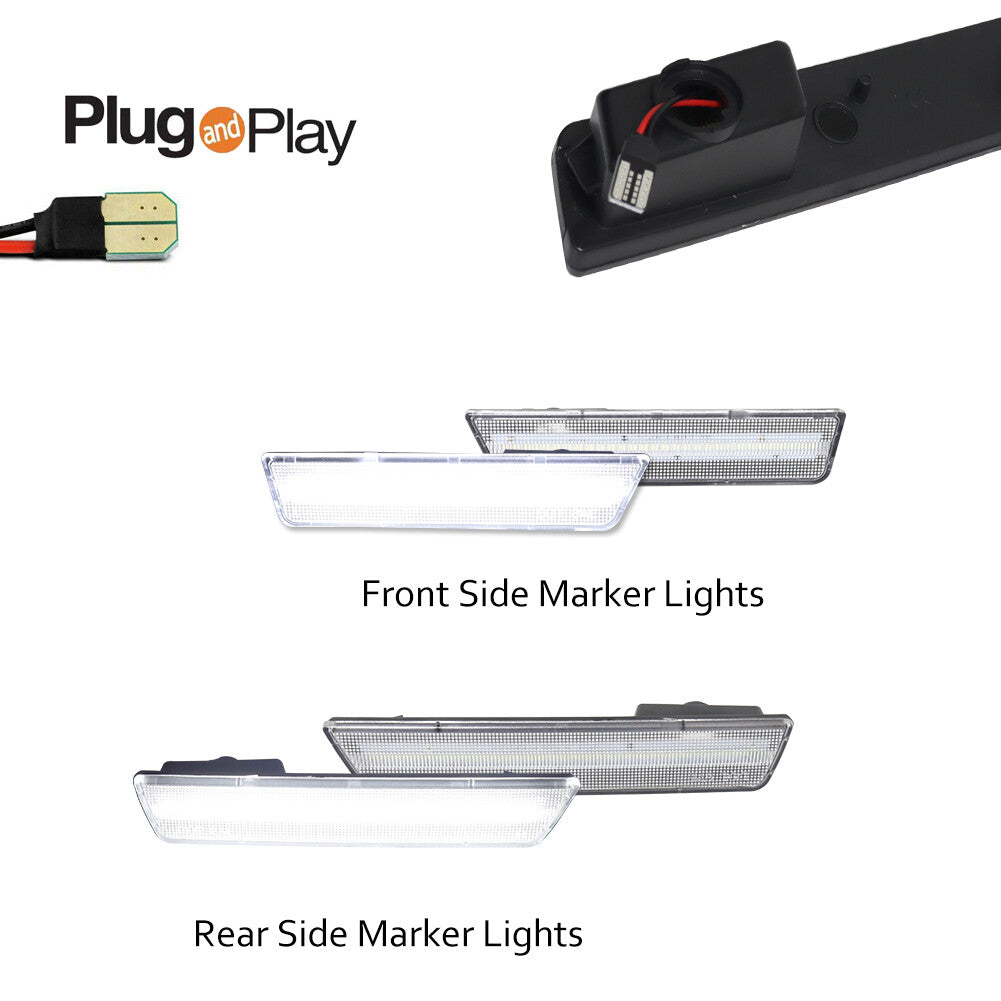Frosted Clear Lens White LED F R Side Marker Lights for Dodge for Challenger 08-14