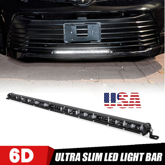 6D Single Row 20inch Ultra Slim LED Work Light Bar Driving Offroad Truck SUV 4WD