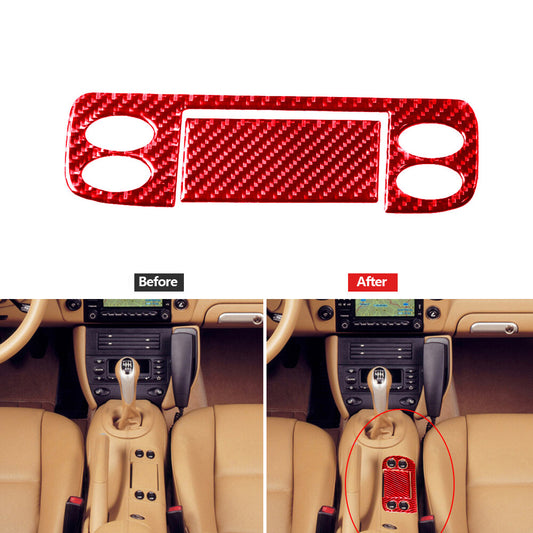 Red Carbon Fiber Ashtray + Window Control Cover Trim for Porsche Boxster 1998-04
