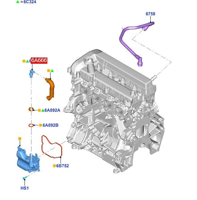 1pc Fit 19-20 for Ford Fusion MKZ Fusion Escape Transit Connect PCV Valve 8S4Z6A666A