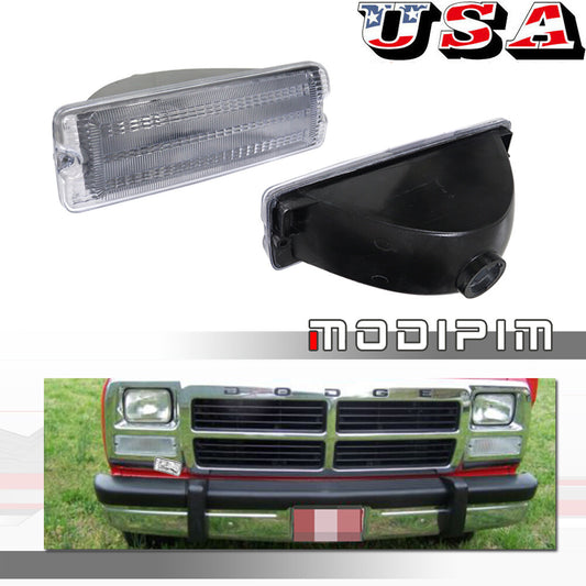 Suitable for 1991-1993 for Dodge D150 D250 D350 / 1991 Ramcharger headlights and turn signals - transparent.