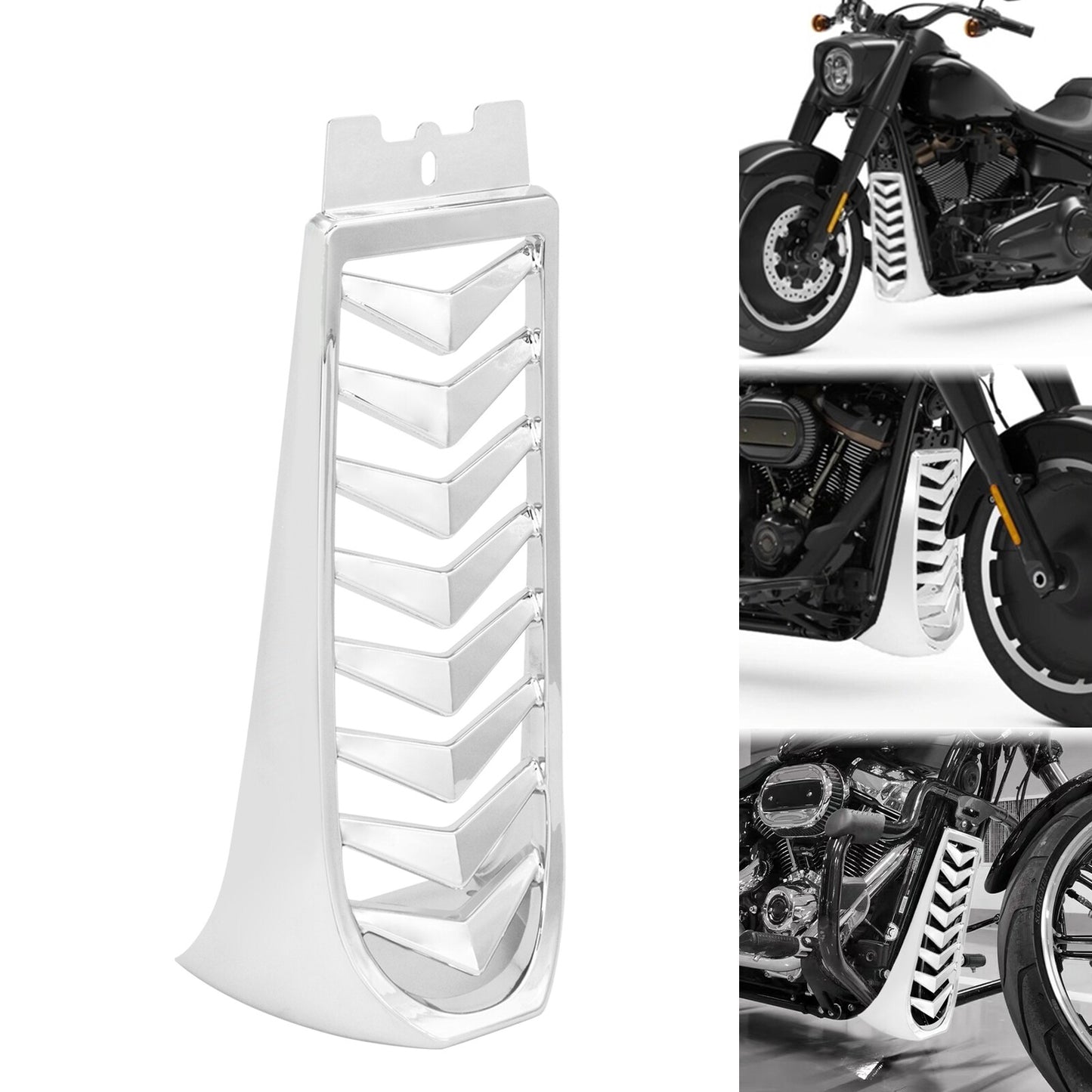 Chrome Chin Fairing Spoiler Lower Radiator Cover for Harley Street Fat Bob 18-23