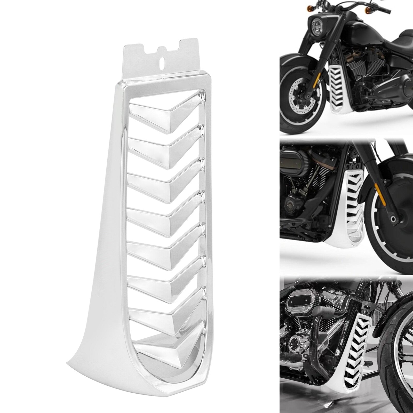 Chrome Chin Fairing Spoiler Lower Radiator Cover for Harley Street Fat Bob 18-23