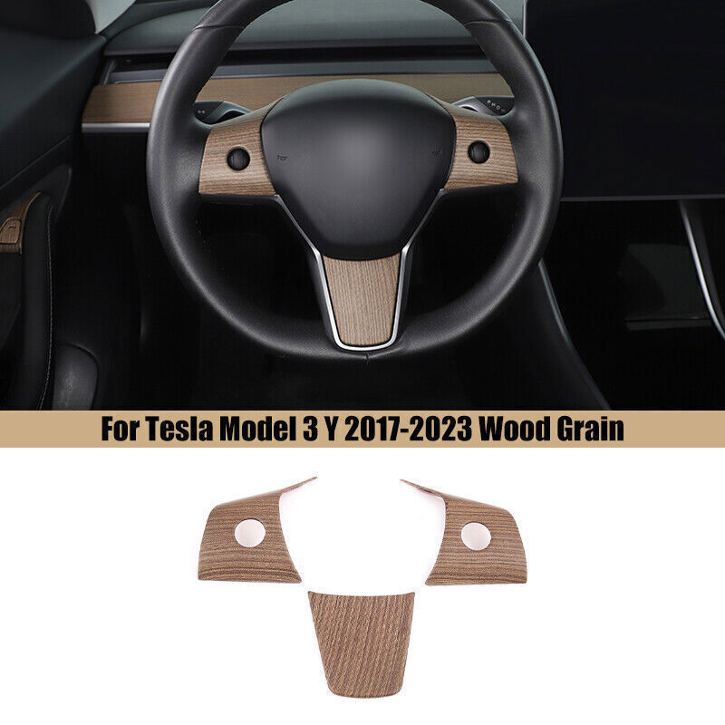 for Tesla Model 3/Y 2017-2023 Wood Grain Steering Wheel button Frame cover trim