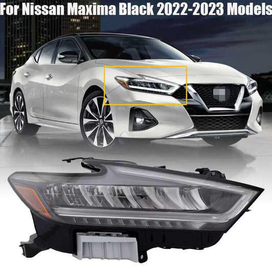 Right Side for Nissan Maxima Black 2022-2023 Models RH LED Headlight