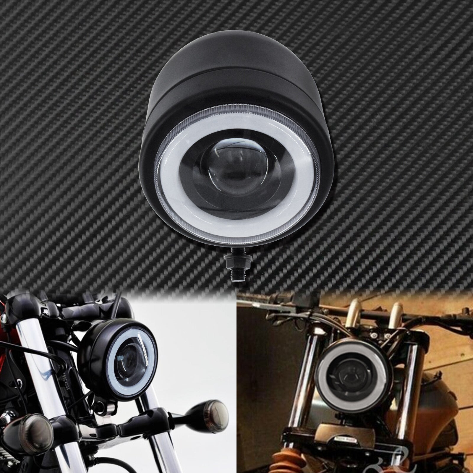 Motorcycle LED Amber Headlight Head Lamp Black Fit For Sportster XL 883 1200