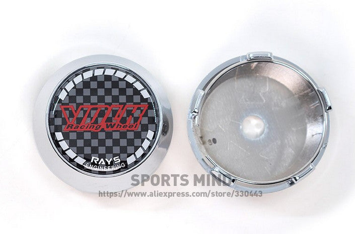 4x60mm Volk racing wheel center hubcap rim cap badge chrome red TE37
