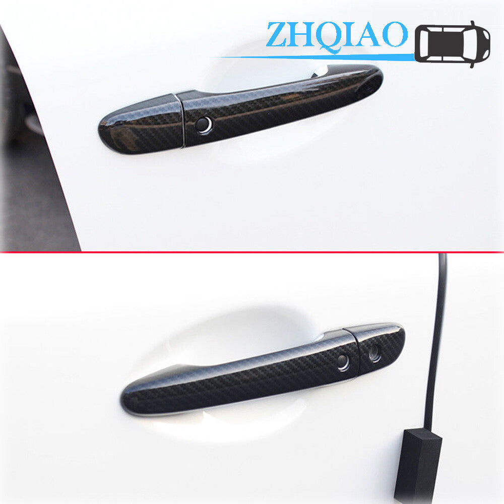 Carbon Fiber Side Door Handle Covers Trim Fit for Mazda 2 15-18