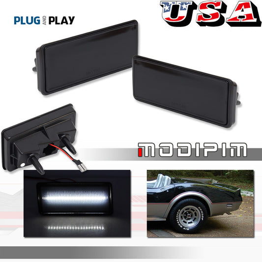 Suitable for 1974-1979 for Chevrolet for Corvette C3 Smoked Lens F/R Side Marker Lights with White LEDs (2pcs)