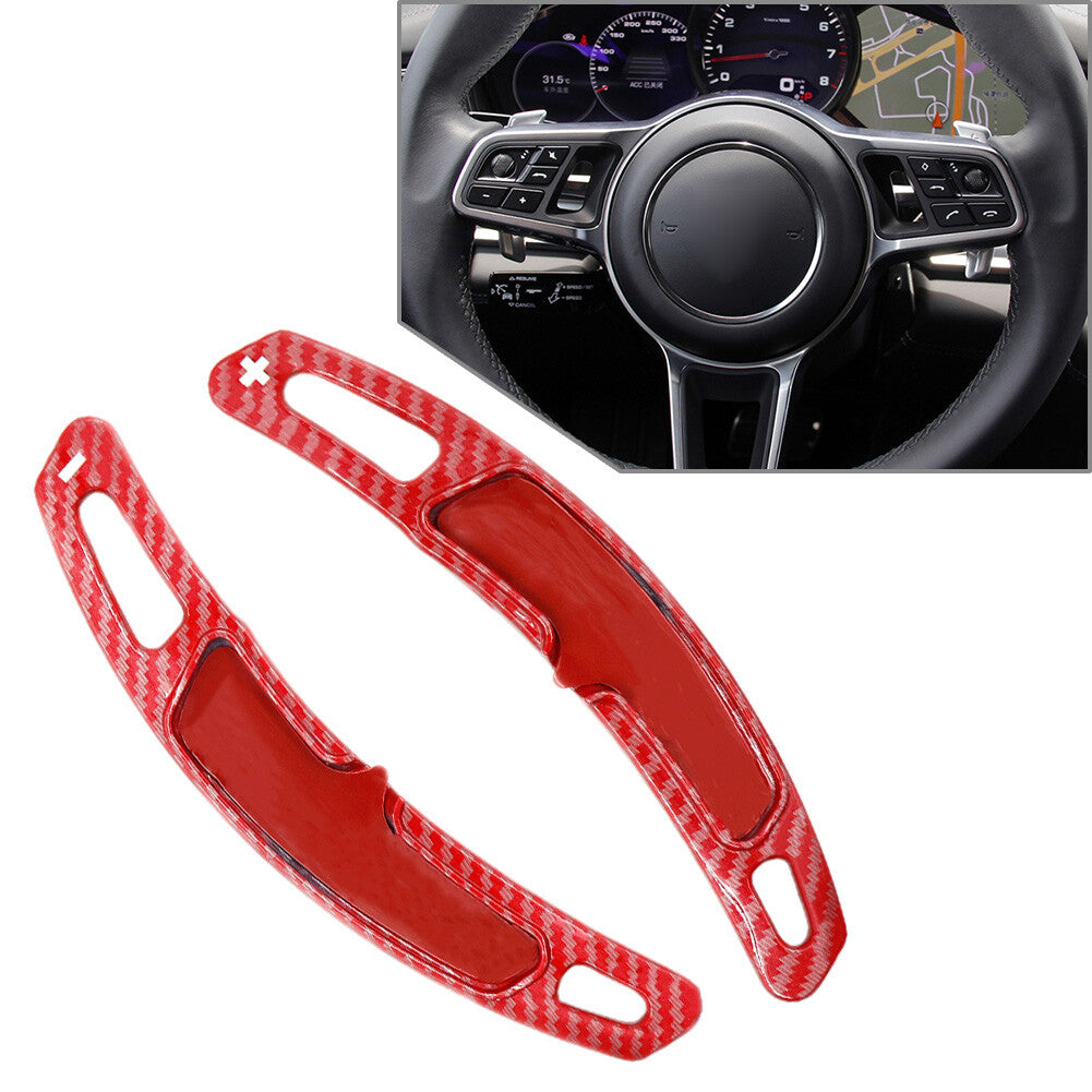 2x Steering Wheel Shift Paddle Shifter Extension Red for Porsche for Panamera 16-20