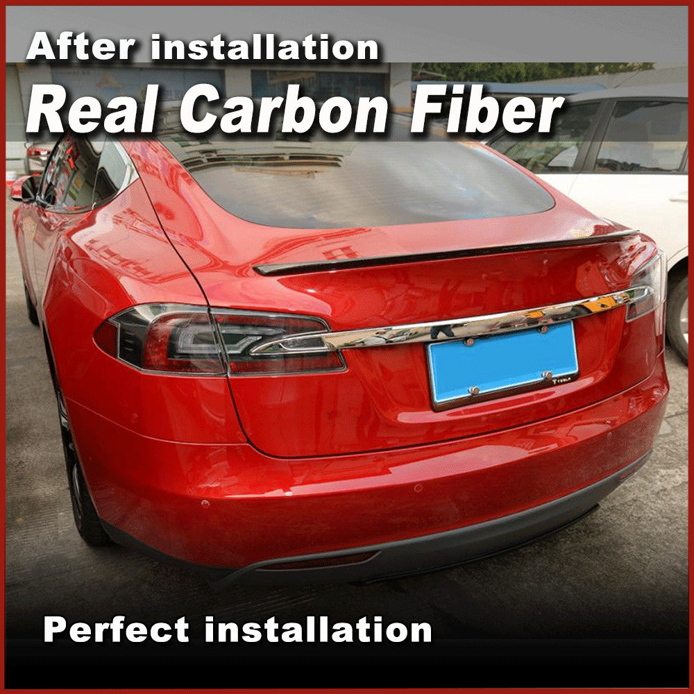 Fit for Tesla for Model S 2012-2019 REAL Carbon Rear Trunk Spoiler Tail Wing Lip