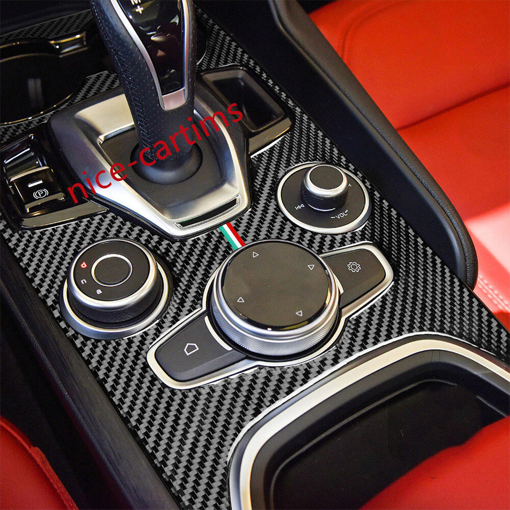 Soft Carbon Fiber Console Gear Shift Panel Cover for Alfa Romeo Giulia 2020-2022